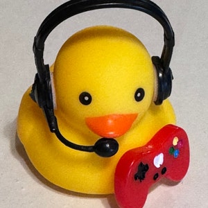 Gamer Rubber Duck with Headset: Gaming Console Dashboard Decor