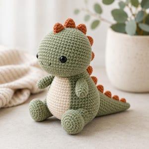 Wzór na szydełkowe dinozaury, pluszowy dinozaur amigurumi, pluszowy tyranozaur w formacie PDF, samouczek na zabawkę kawaii dla małych dinozaurów, natychmiastowe pobranie cyfrowe