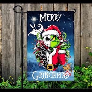 Grinch Garden Flag: NBC Christmas Yard Decor