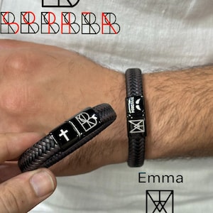 Personalized Boyfriend Bracelet, Hidden Logo Message Bracelet For Him, Custom Mens Jewelry, Boyfriend Birthday Gifts, Engraved Mens Bracelet