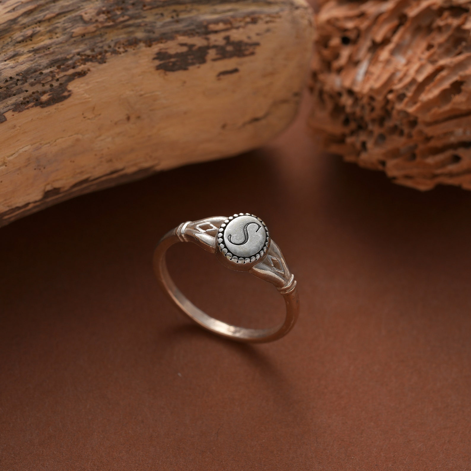 Personalized Initial Ring, Custom Signet Ring, 925 Sterling Silver Oval ...