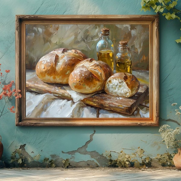 Breakfast Bread Oil Painting, digital Print