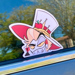 Lucifer Car Window Sticker - Hazbin Hotel Peeker Car Decal - Lucifer Car Sticker