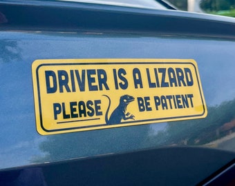 Lizard People Bumper Sticker - Student Driver Gag Sticker - Lizard Funny Car Sticker - Cute Lizard Car Bumper Sticker - Lizard People Gift