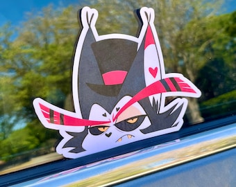 Husk Car Window Sticker - Hazbin Hotel Peeker Car Decal - Husk Car Sticker