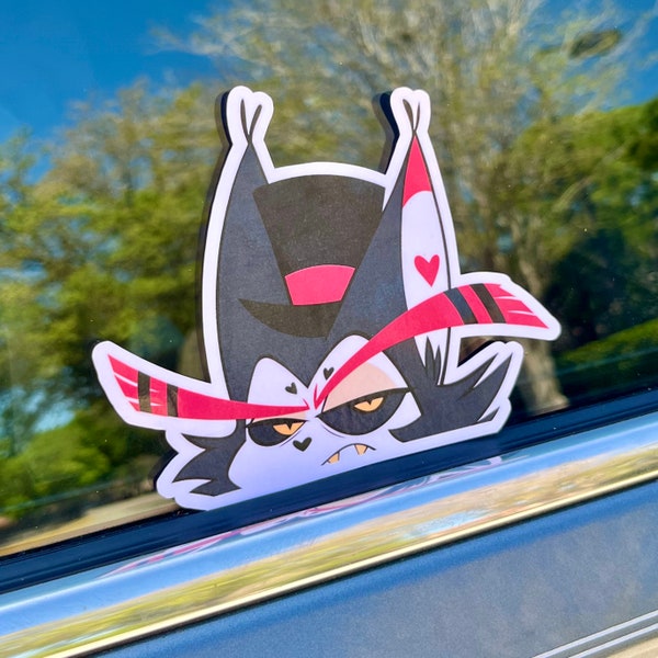 Husk Car Window Sticker - Hazbin Hotel Peeker Car Decal - Husk Car Sticker