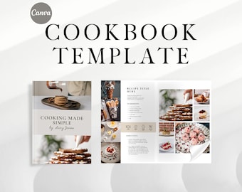 Cookbook Template for Canva, Editable Recipe Book Template, Custom Recipe Book, Blank Recipe Book for Nutrition Coach, Ebook Recipe Template