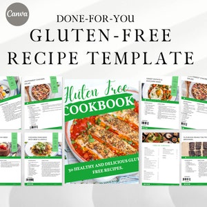30 recetas sin gluten, plantilla de libro de cocina de Canva para entrenadores de nutrición, libro electrónico hecho para usted, recetas de plantilla PLR, plantilla de libro de recetas personalizado