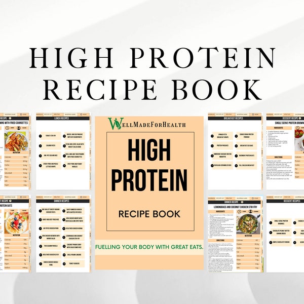 High Protein Cookbook, Nutritious Protein Rich Meal Ideas, Weekly Meal Planner Page, Hyperlinked Easy Protein Dessert Recipes, Smoothie Bowl
