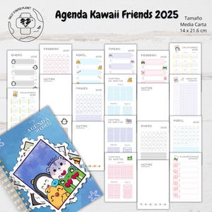 Agenda Semanal Kawaii Friends 2025 Tamaño Media Carta