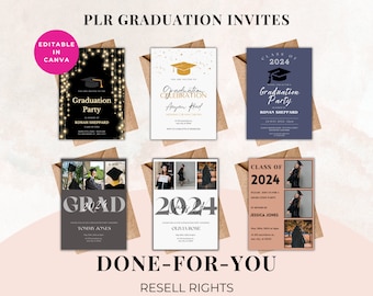 PLR Graduation Invitations,  PLR Invitations, Plr Party Invite, Invitation PLR, Resell Invitations, Invitation Design, Done for you.