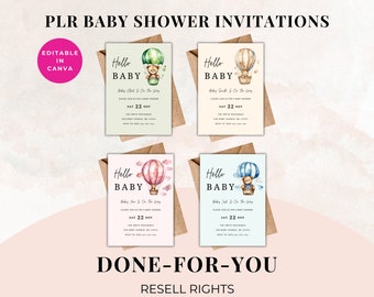 PLR Baby Shower Invitations,  PLR Invitations, Plr Party Invite, Invitation PLR, Resell Invitations, Invitation Design, Done for you.