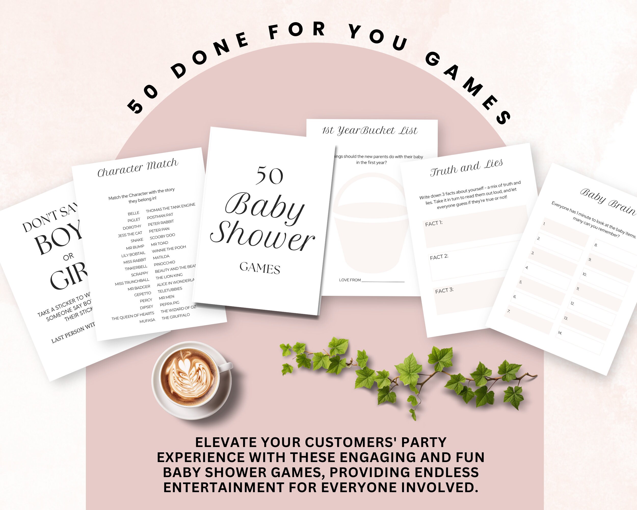 50 PLR BABY SHOWER Games, Baby Shower Games to Resell, Canva Template ...