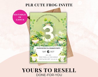 PLR birthday invitation, Editable Canva Template for resell.