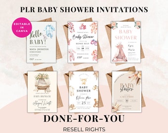 PLR Baby Shower Invitations,  PLR Invitations, Plr Party Invite, Invitation PLR, Resell Invitations, Invitation Design, Done for you.