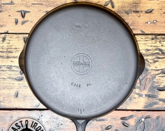 Griswold #9 Small Block Logo Cast Iron Skillet, 710 H. Satin Smooth & Sustainable.