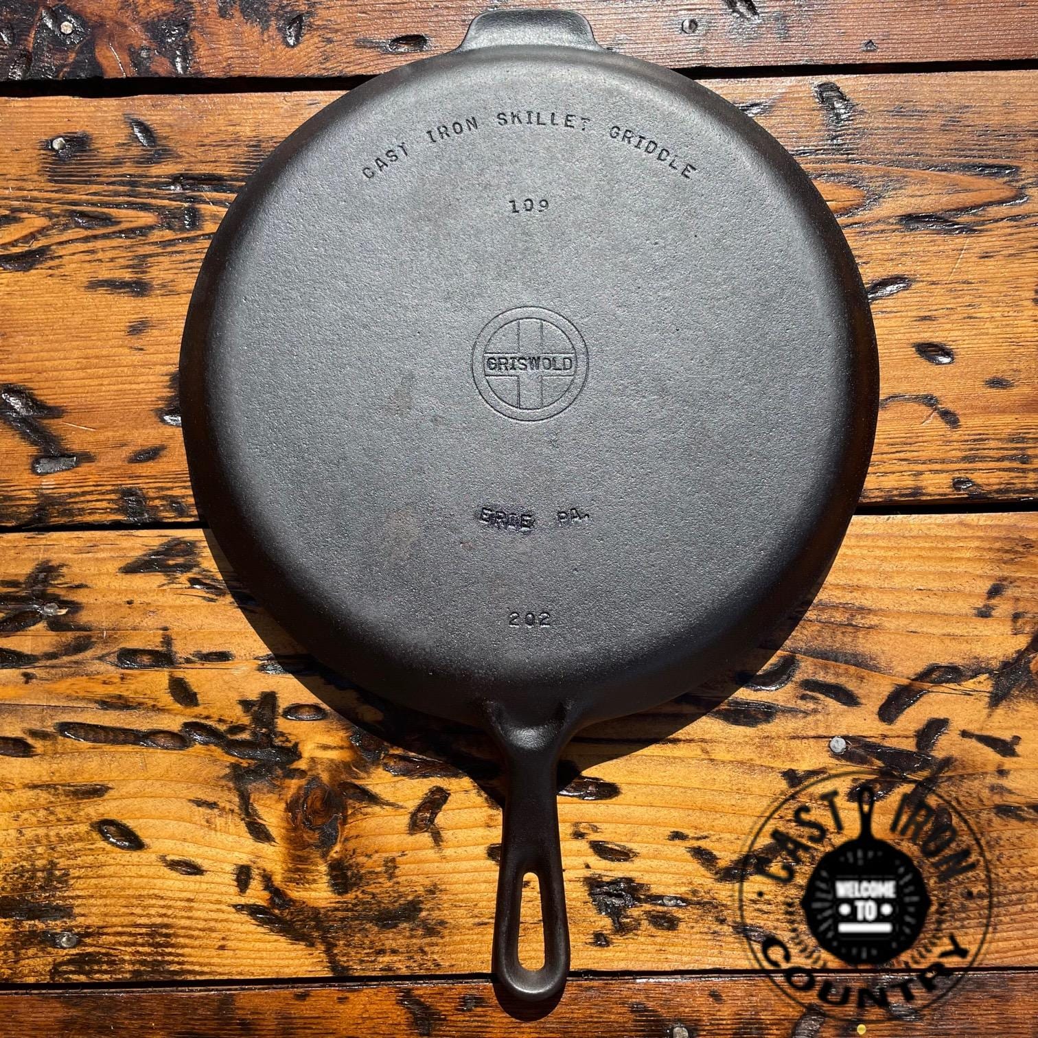 Griswold #109 Cast Iron Shallow Skillet Griddle, HTF, P/n 202