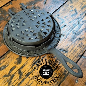 1850s Abbott & Lawrence of Philadelphia Cast Iron Hearts and Diamonds Waffle Iron - Make Crisp Golden Waffles with Family