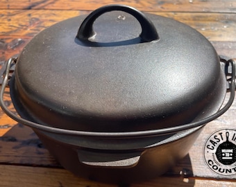 Griswold's Iron Mountain #8 Cast Iron Dutch Oven COMPLETE