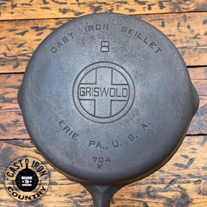 Griswold #8 Large Block Logo Cast Iron Skillet, Sits Flat, Restored Smooth Bottom 704K, Priced to Buy. The All-American Classic.