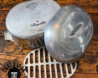 Wagner Sidney Magnalite 4265 8 Quart Aluminum Oval Roaster / Dutch Oven Restored Vintage 1940s