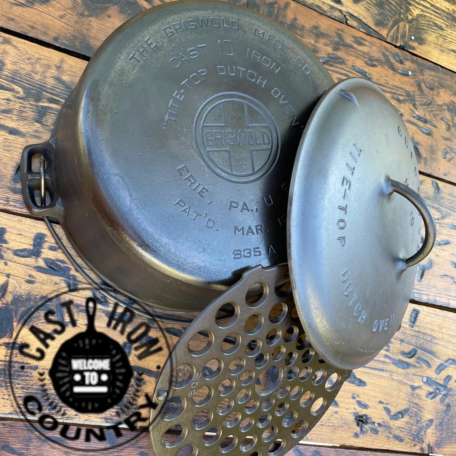 Griswold #10 Cast Iron Tite-top Dutch Oven Fully Lettered With