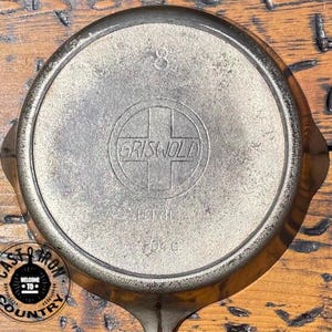 Griswold #8 Slant Erie Cast Iron Skillet, Nickel Plated, 704G, c. 1906-1912. One of the FIRST Iconic Cross Logos!
