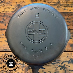 Griswold #8 Large Block Logo Cast Iron Skillet, p/n 704H, Smooth Bottom, Sits Flat, *Read Listing