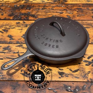 Griswold #8 Large Block Logo Cast Iron Skillet & Raised Letters Cover Matching Set p/n 704 and 468. Match Made in Heaven.
