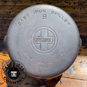 Griswold #8 Large Block Logo Cast Iron Skillet, Smooth Bottom, p/n 704V. The American Classic, Fully Restored and Ready.