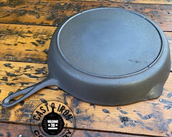 Vintage Lodge #14 Cast Iron Skillet with U.S. Mark, Restored from Mid-1900s. Heavy Duty Cooking.