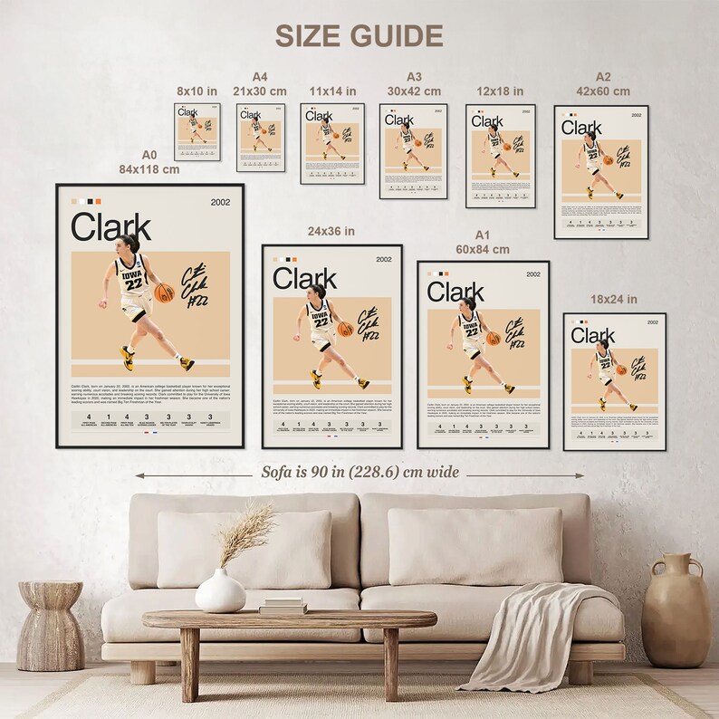 Caitlin Clark Poster, Womens Basketball Art, Sports Poster, Mid-century ...