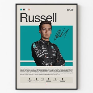 George Russell Poster, Formula One Poster, F1 Racing Poster, Motorsports, Formula 1 Poster, Formula 1 Gifts, Mercedes F1, Sports Poster