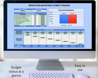 Renovation Milestone Payment Tracker, Home Renovation, Renovation, Milestone, Payment Tracker, Contractor Payments, Contractor, Tracker