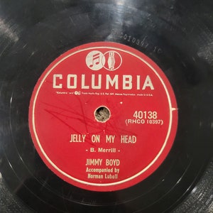 78 rpm record - Jimmy Boyd with Norman Luboff &quot;Blues&quot; &quot;Jelly on my Head&quot;- playable