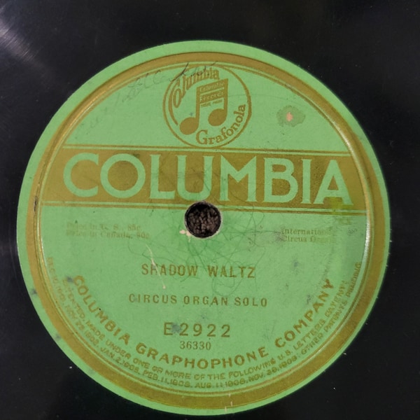 78 rpm record-Circus Organ Solo "Puppchen" "Shadow Waltz"-playable