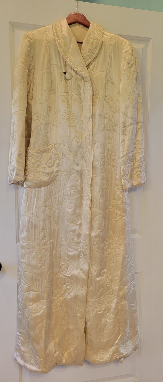 Vintage Satin Robe-Cream Colored