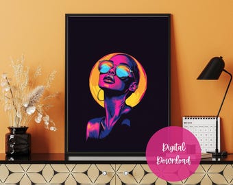 Vibrant Woman Pop Art Print: Retro Modern Decor (Digital Download)