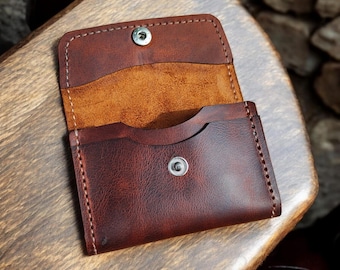 Handmade Toscana Leather Cardholder: Compact Snap Closure Wallet