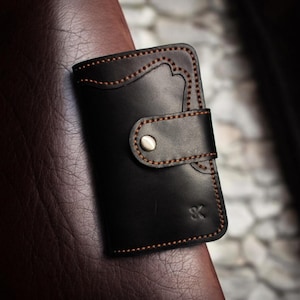 Cartera para mujer con bolsillo para monedas y cremallera hecha a mano: piel Toscana de primera calidad, espaciosa y elegante, elaborada por Serhat en SK Leather