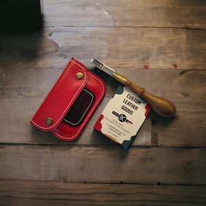 Mini carteira de couro com fecho duplo feita à mão - compacta e segura, couro Toscana premium, design elegante por Serhat na SK Leather