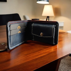 Cartera para hombre con bolsillo para monedas, cartera para monedas para hombre, cartera bifold personalizada, cartera para hombre monograma, regalo para él