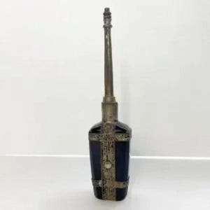 Vintage Moroccan Metal and Dark Glass Rosewater Sprinkler Perfume Bottle Stone