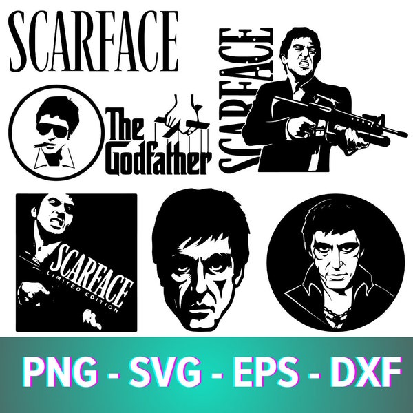 Scarface Svg Png Vector Clipart, Tony Montana Cricut File, Al Pacino  Silhouette, Movie Actor Digital File, Instand Download