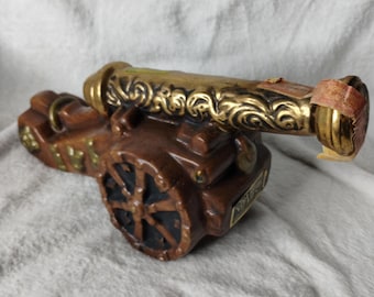 Vintage 1969 Ezra Brooks Cannon Whiskey Decanter | Ceramic Bourbon Bottle | Bar Decor