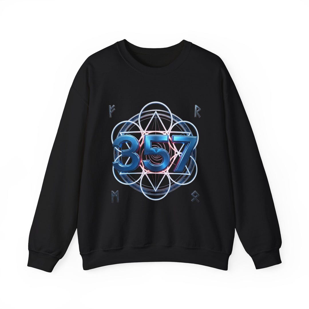 357 Retro Futuristic Number Sweatshirt | Geometric Neon Design - Etsy