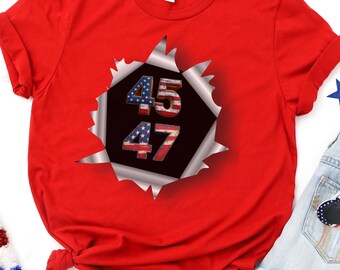 Trump 45 47 Apparel: Patriotic T-Shirt, V-Neck, Sweatshirt