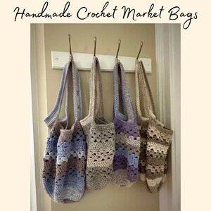 Handmade Crochet Market Bag Eco-Friendly Reusable Shopping Tote 100% Cotton Crochet Bag Handcrafted Sustainable Shopping Tote