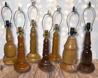 Handmade Wood Table Lamp: Rustic Lathe-Turned Home Decor