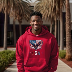 Sweatshirt with USA Eagle Hoodie American Flag Sweatshirt USA Gift for Him  4th of July Hoodie Gift for Her Sweatshirt with Eagle